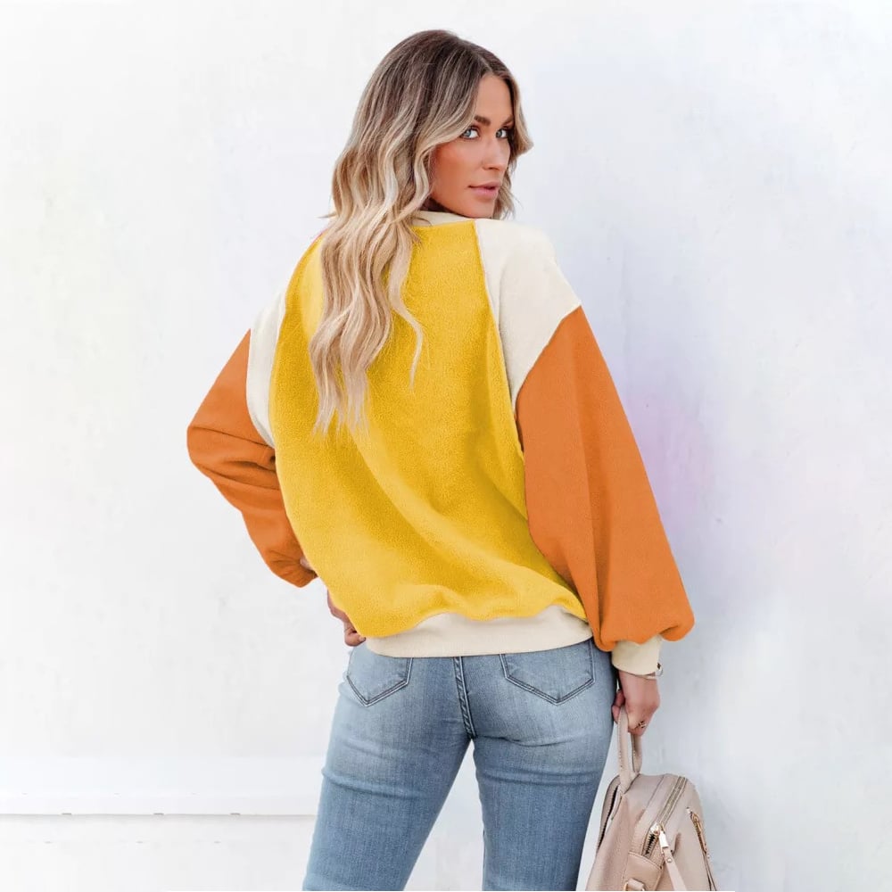 Colorblock Long Sleeve Pullover Sweatshirt