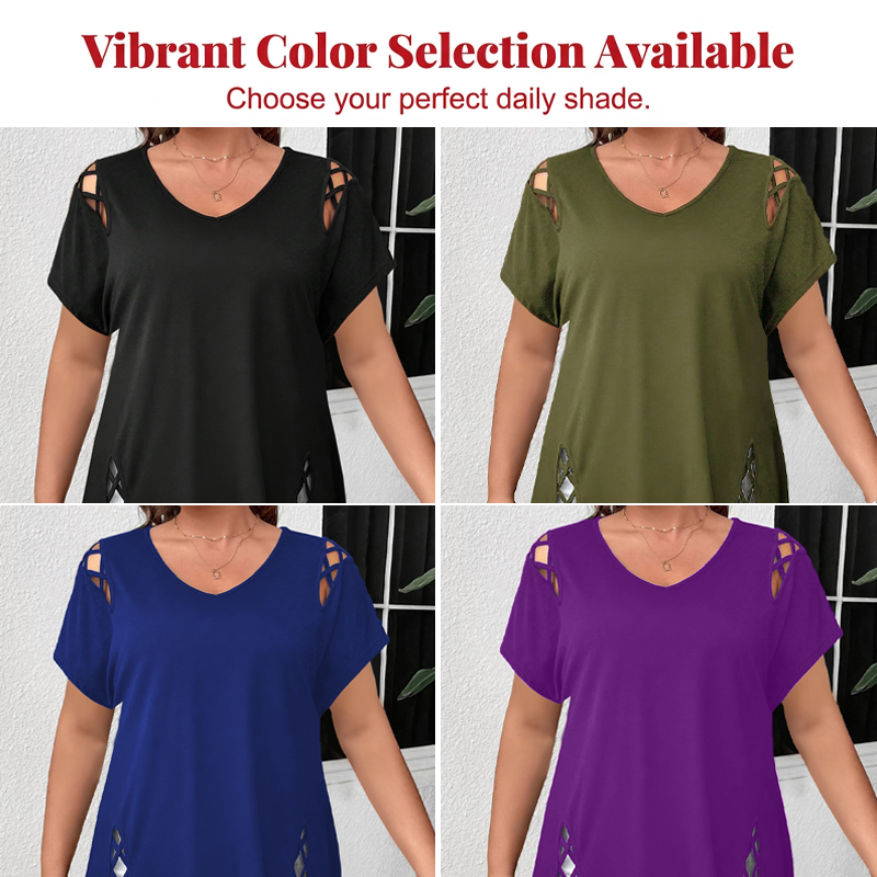 Women’s Solid Color Lattice Detail Tunic Top