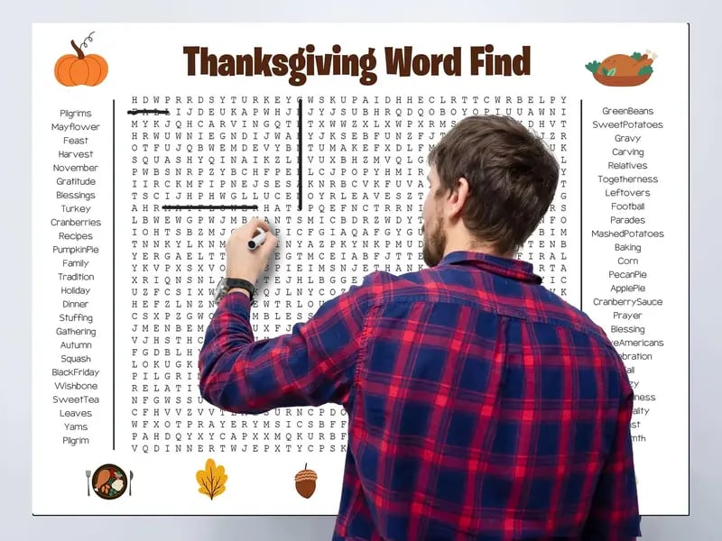 🔥🎉 Jumbo Thanksgiving Word Search Poster🎉