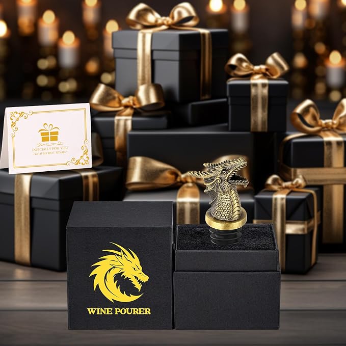 Dragon Head Wine Pourer & Bottle Stopper Set