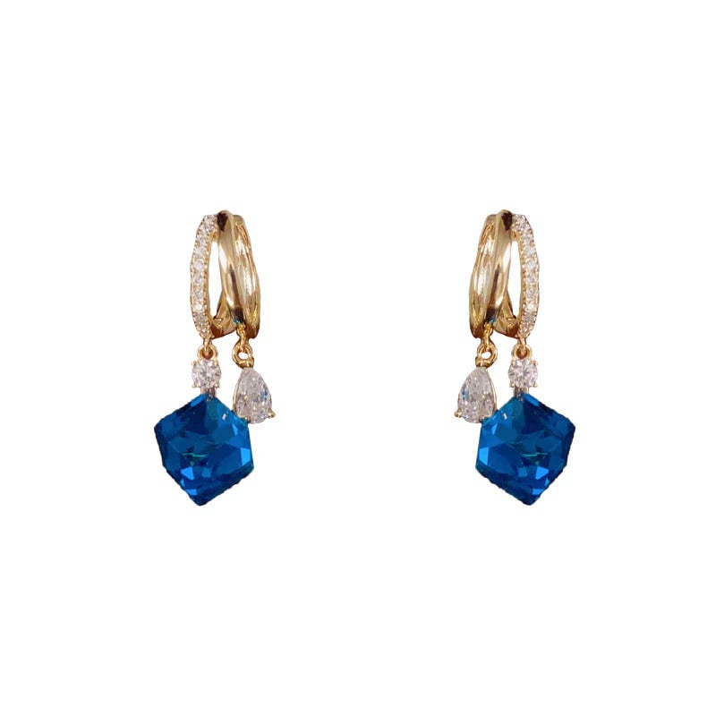 💎Square earrings with blue crystal