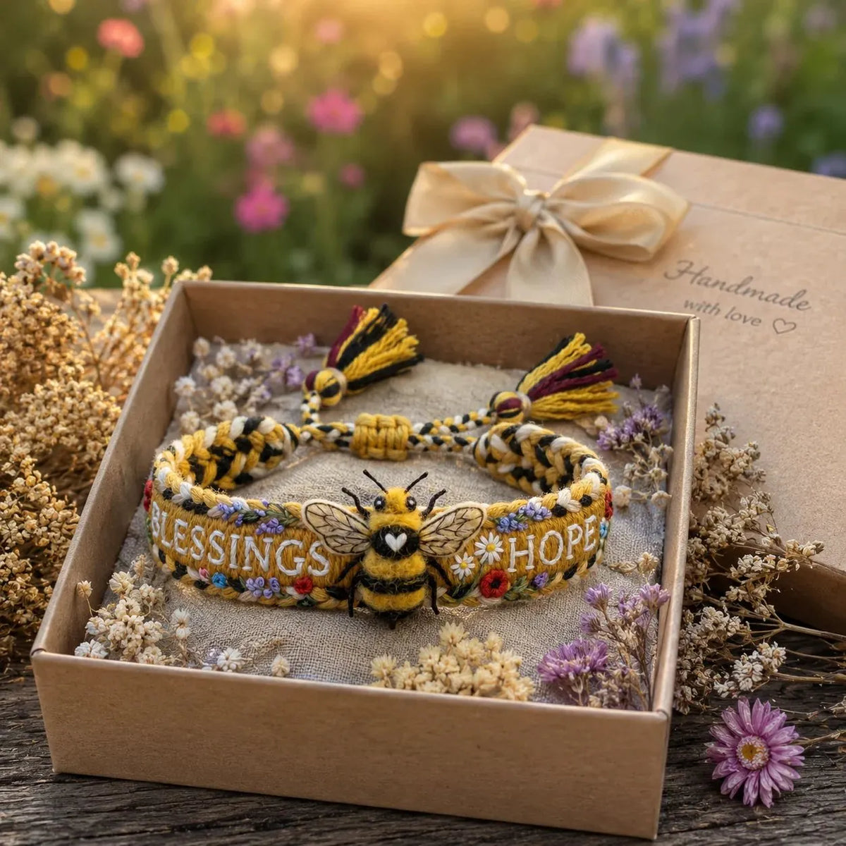 🌼 Benedizioni e speranza 🐝 Braccialetto intrecciato a mano in edizione limitata 2026 con motivo ape.