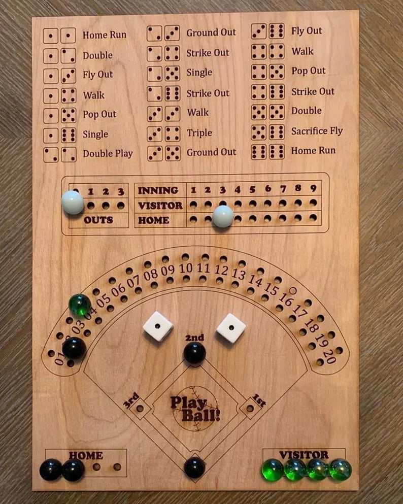 📐Handmade - 🎲Baseball Dice Board Game