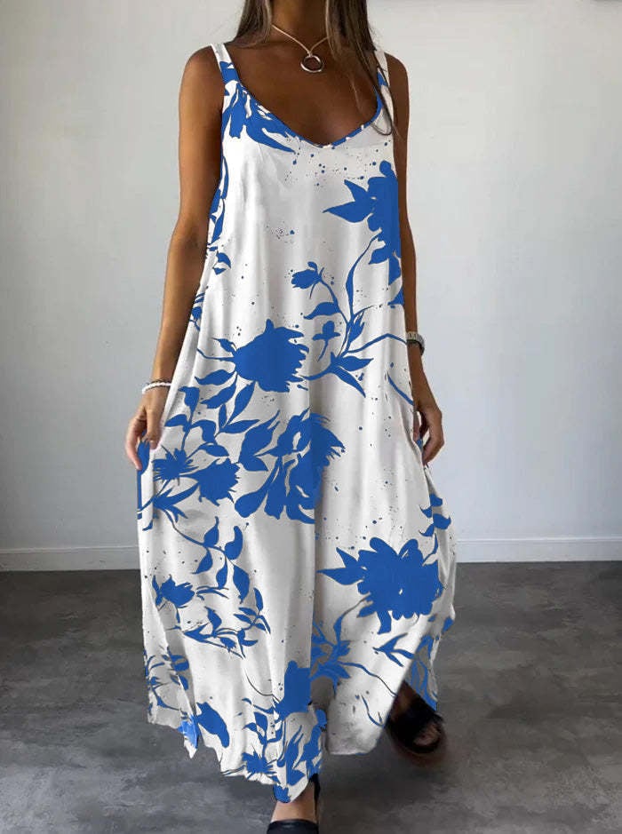 Cotton floral women's sleeveless dress