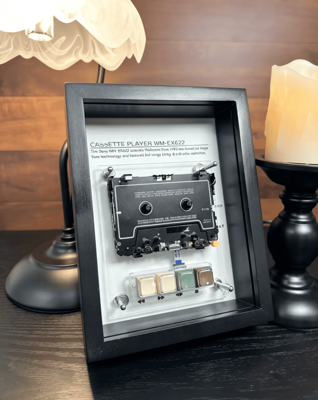 🎉Vintage Cassette Player Frame with Functional Tape Playback & Retro Wall Art Design