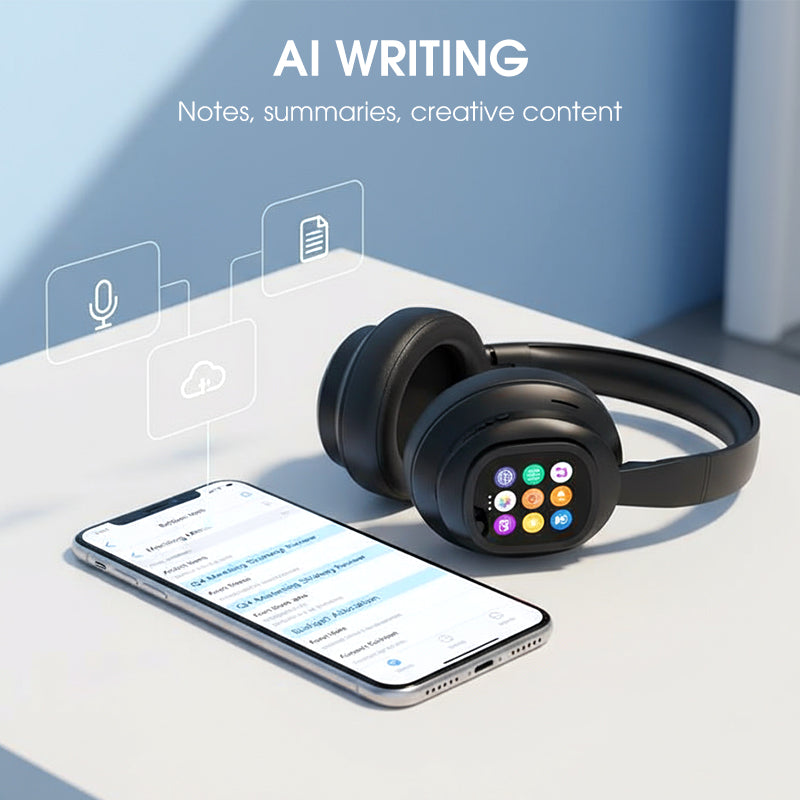 ✨ AI Bluetooth Headphones - Smart LCD Display & Voice Assistant with Premium Sound Quality for Music & Calls 📱✨