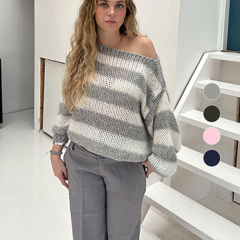 🍂Women's Casual Loose Striped Oversized Sweater