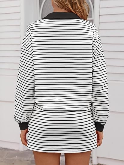 ❄️ Winter 2026 Sale |Women's Striped Two-Piece Casual Sweatshirt and Skirt Set