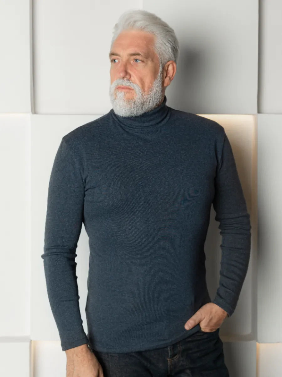 ✨🎅Men's thermal cotton T-shirt with a high neck: warm, breathable & casual for autumn-winter! ❄️