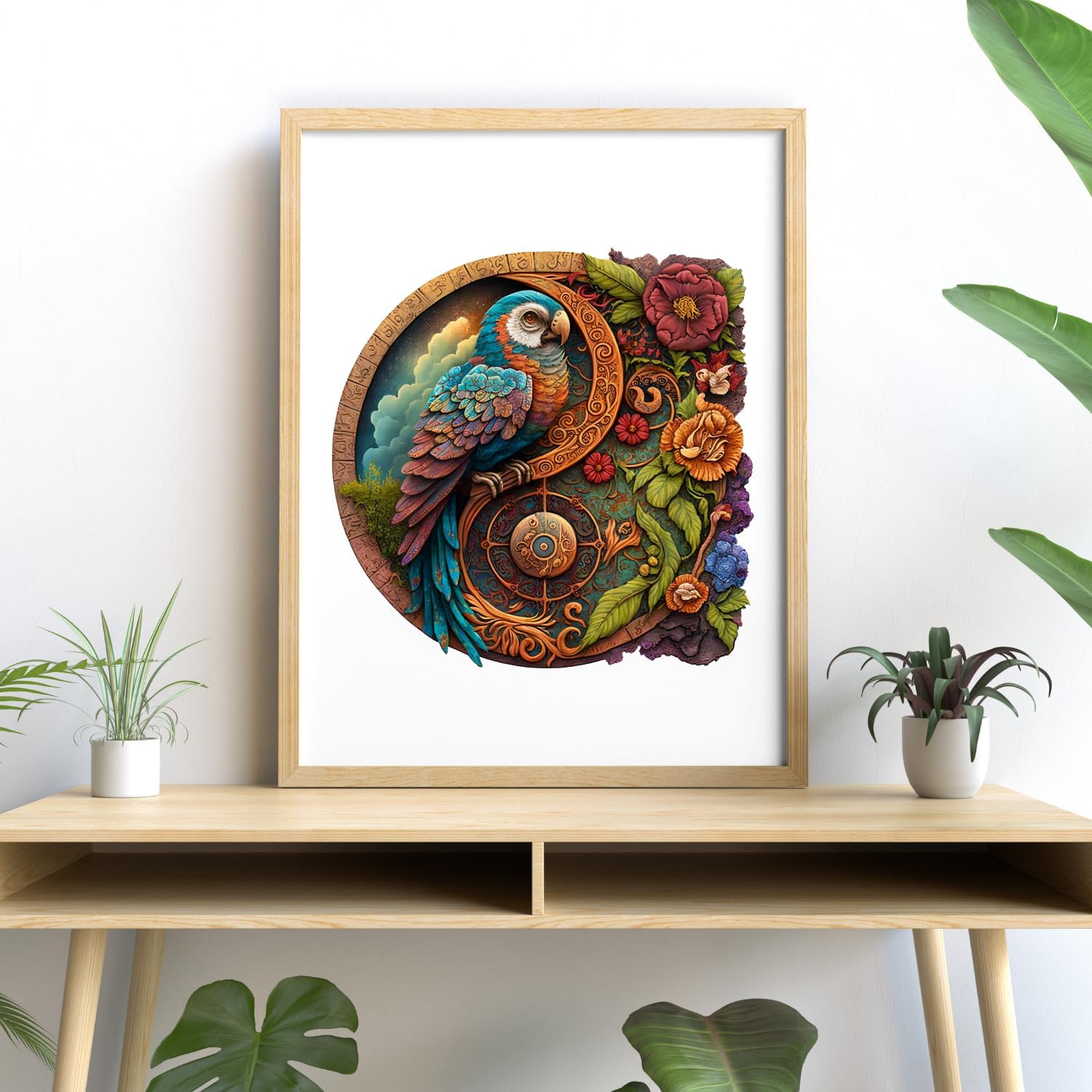 🎄 Christmas Special 🎁: Irregular Circular Wooden Puzzle with Exotic Birds 🦜 and Animals 🐾