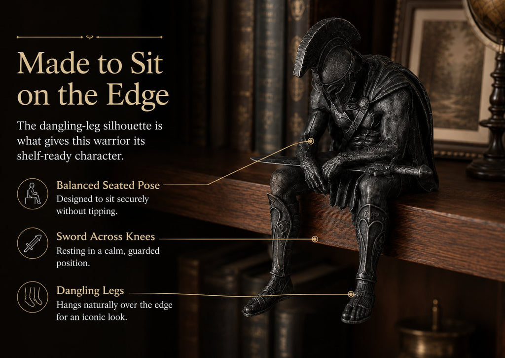 🎁 Ancient Greek Warrior Shelf Sitter – Unique Bookshelf Decor