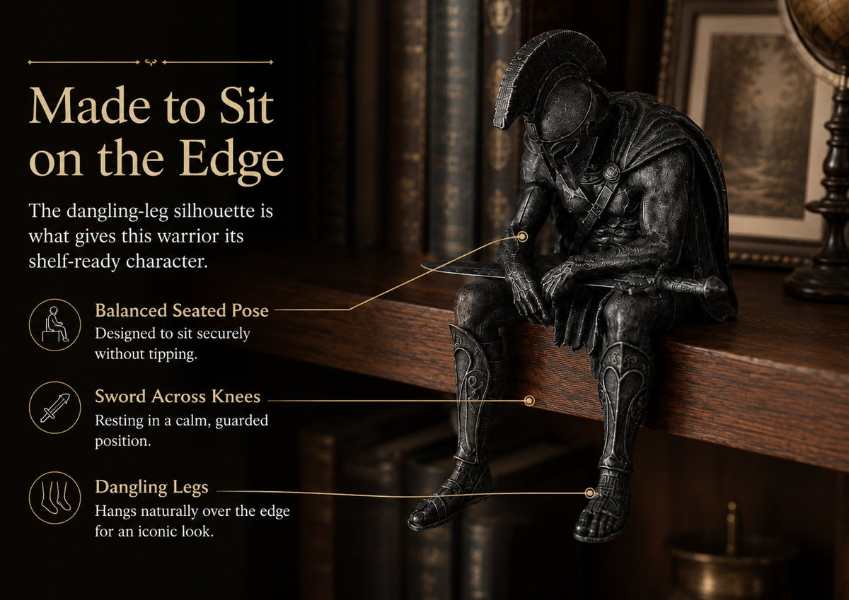 🎁 Ancient Greek Warrior Shelf Sitter – Unique Bookshelf Decor