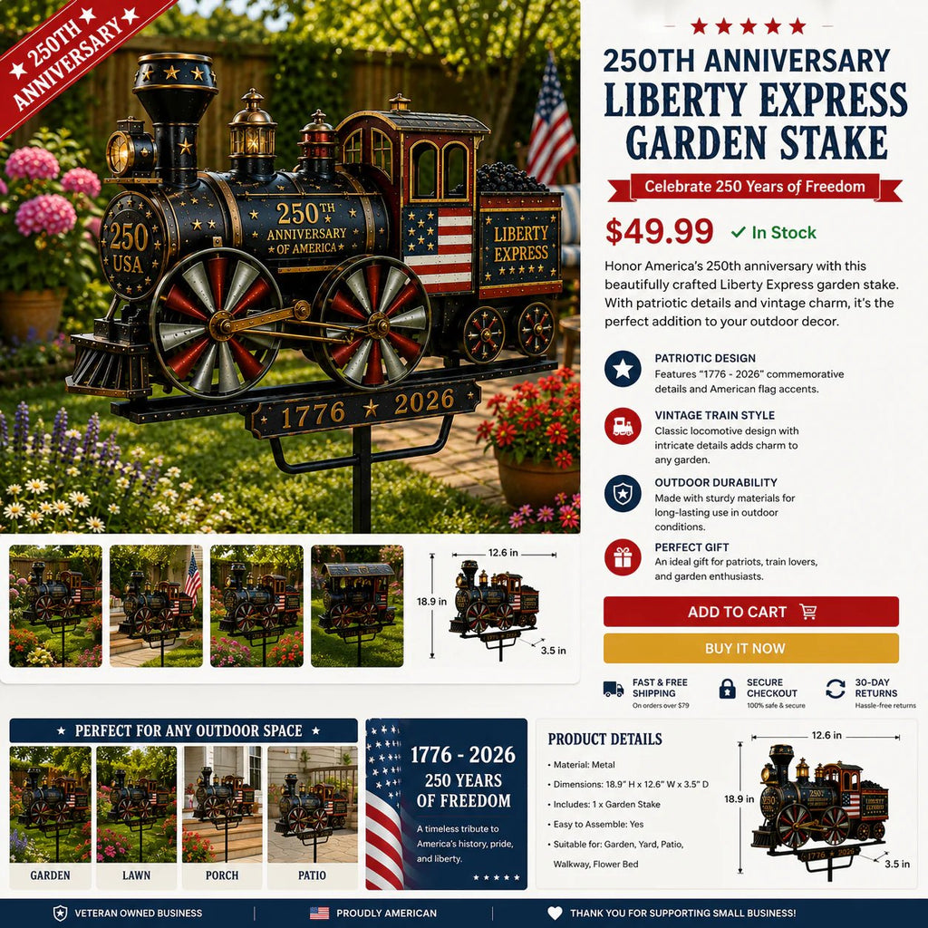 🔥🔥🚂USA 250 “Liberty Express” Train Garden Wind Spinner