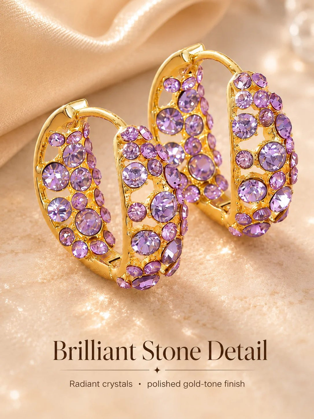 🔥HOT SALE🔥💜 Sparkling Light Purple Zircon Huggie Hoop Earrings
