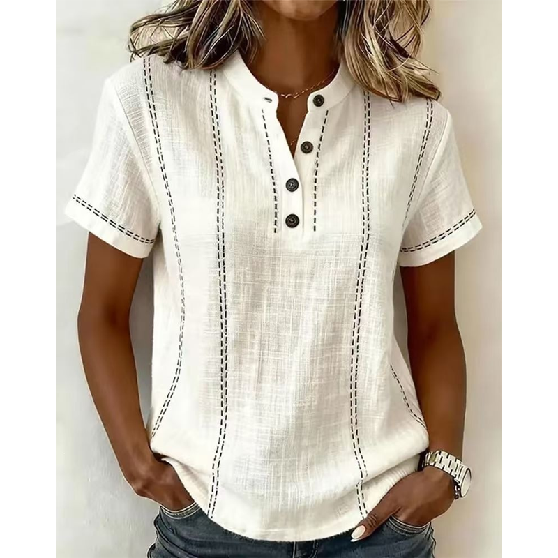 👚🌿 Women's Casual Short Sleeve Top – Breathable, Relaxed Fit & Unique Stitch Detail ✨