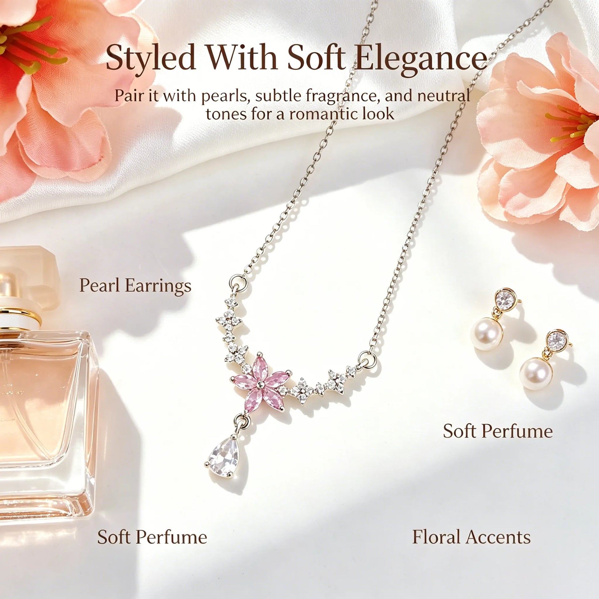 Sakura Star Teardrop Necklace - Glowing Collarbone Jewelry for Her