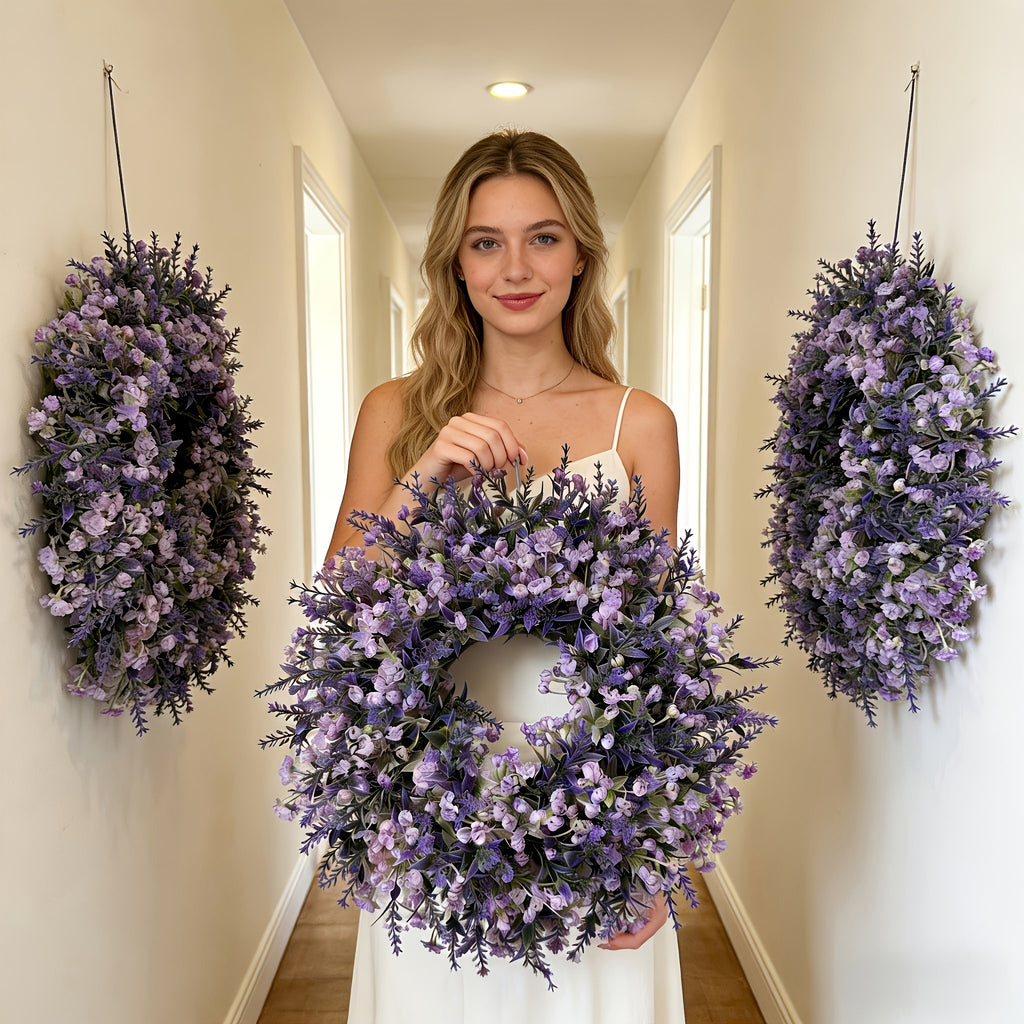 13.78-inch Lavender Artificial Flower Wreath 🌸💜