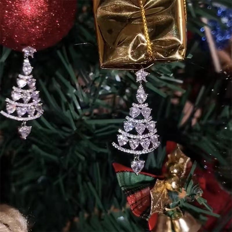 Shiny Christmas Tree Earrings