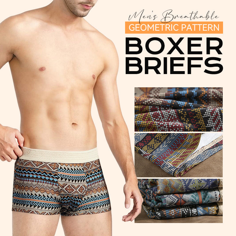 Men's Breathable Geometric Pattern Boxer Briefs(Buy 1 Get 2 Free)
