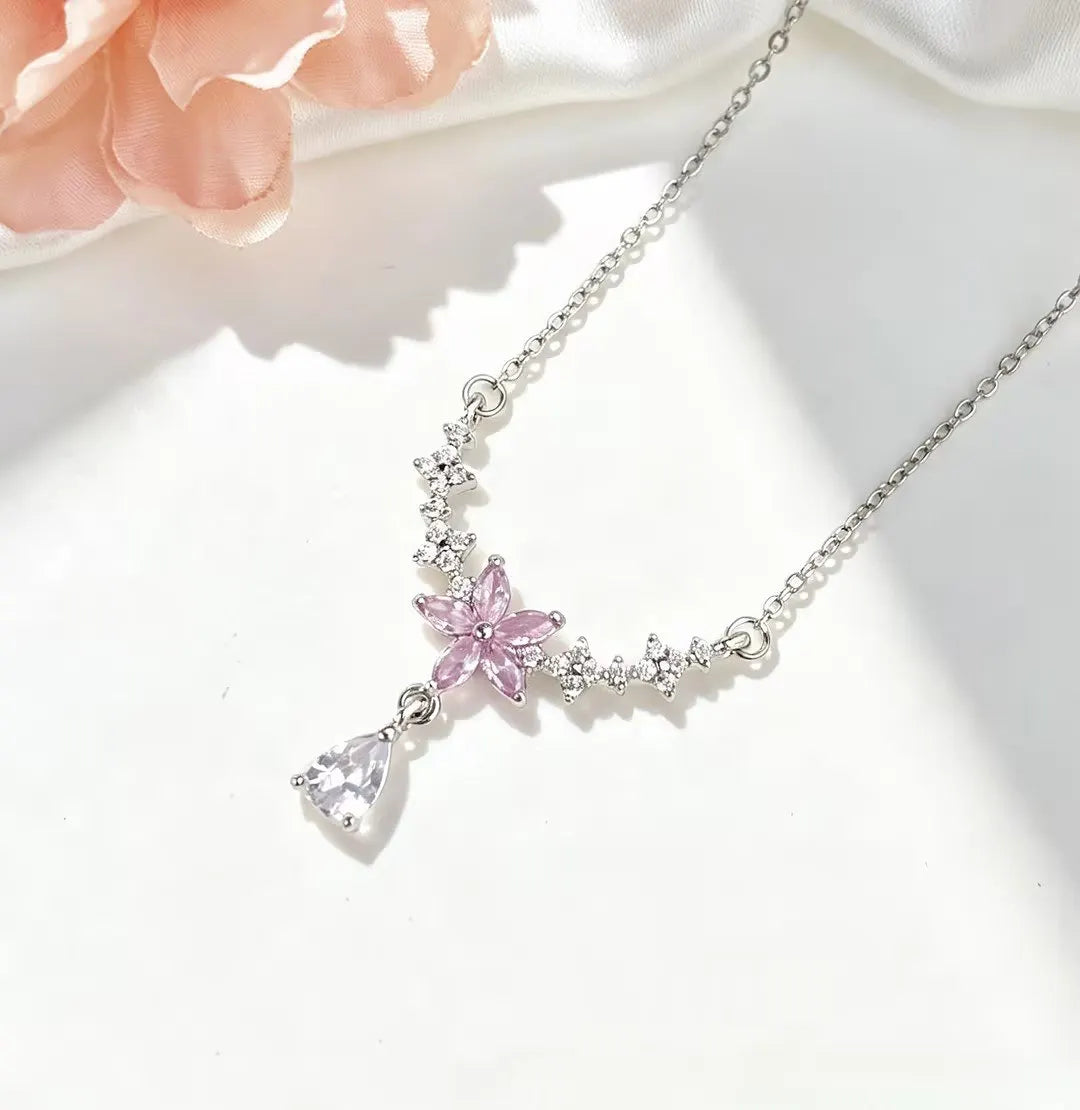 Sakura Star Teardrop Necklace - Glowing Collarbone Jewelry for Her