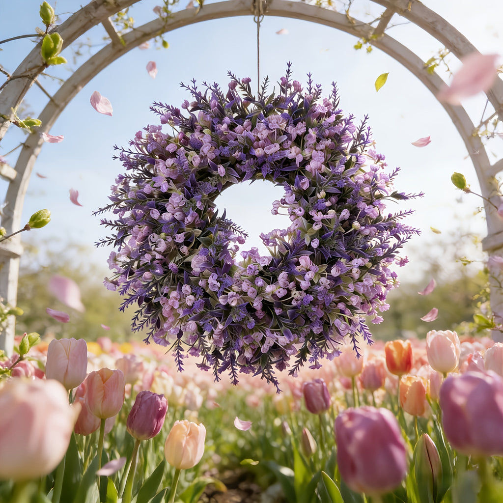 13.78-inch Lavender Artificial Flower Wreath 🌸💜