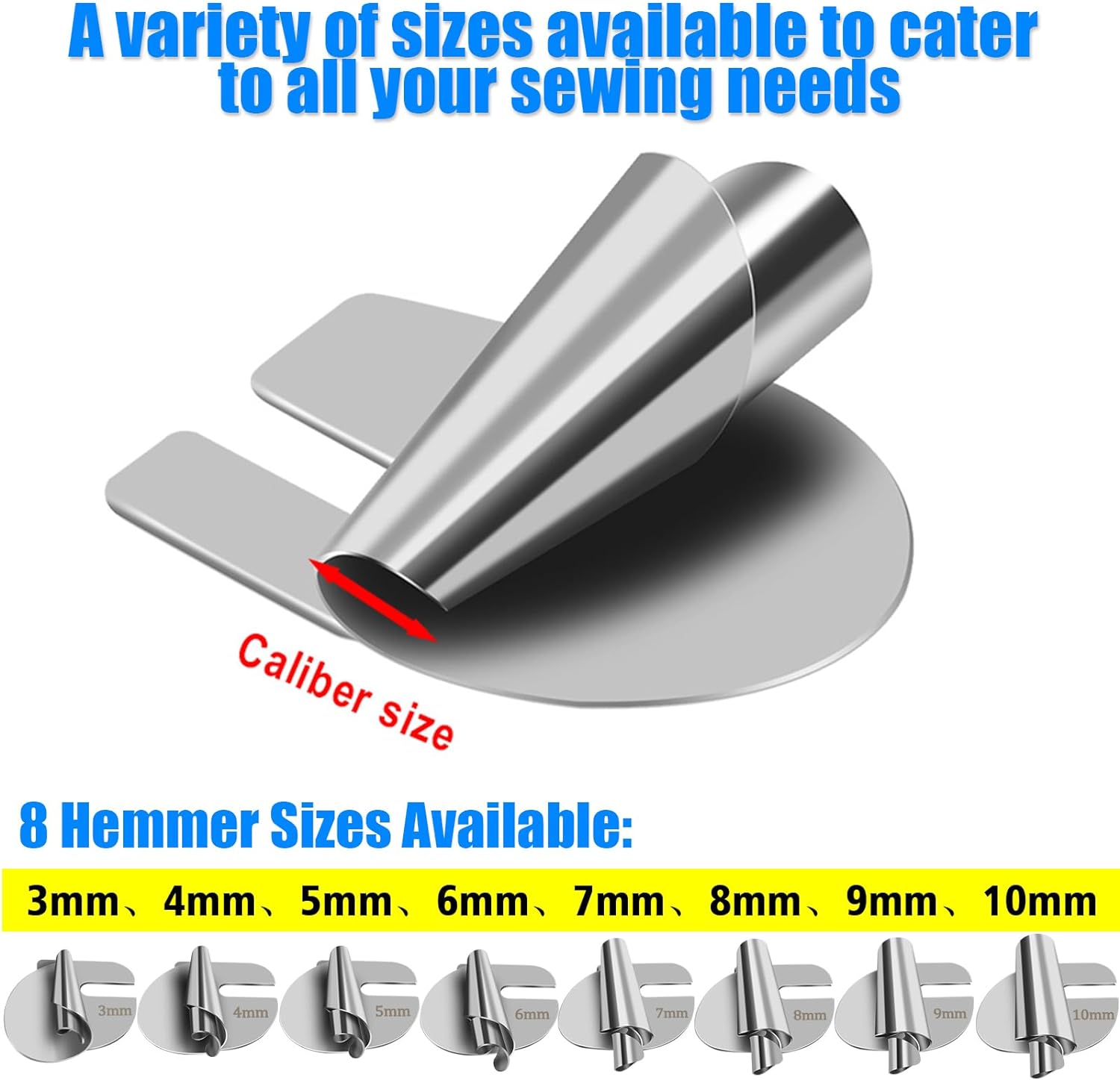 🔥HOT SALE🔥8 PCS Stainless Steel Rolled Hemmer Foot Set | 3mm-10mm Sewing Hemming Guide