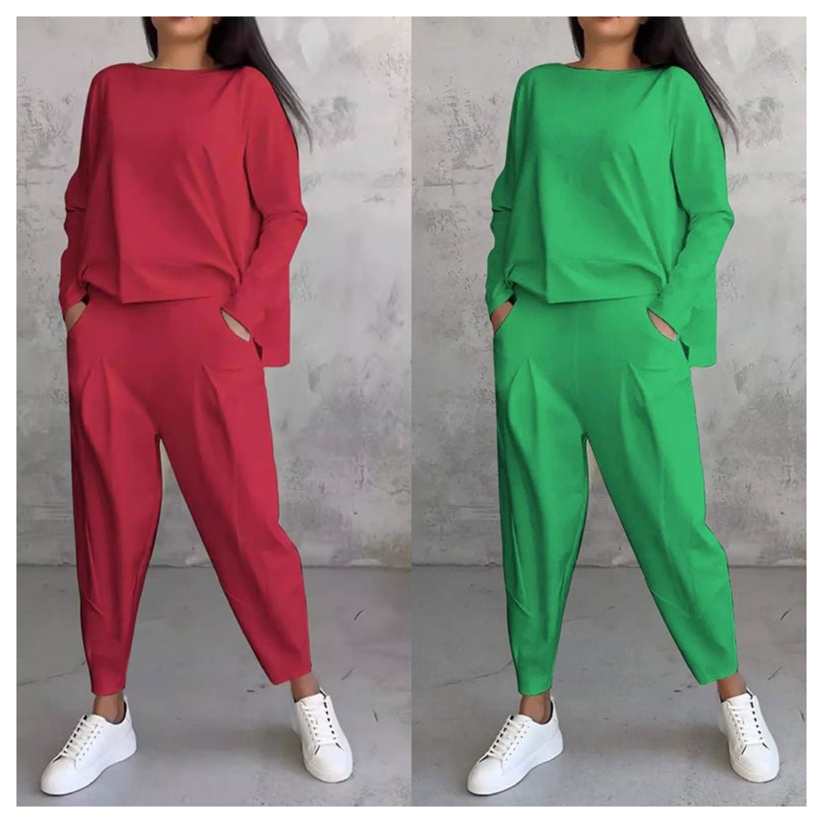 🌸Women's 2-piece set: long-sleeved round neck top + pants