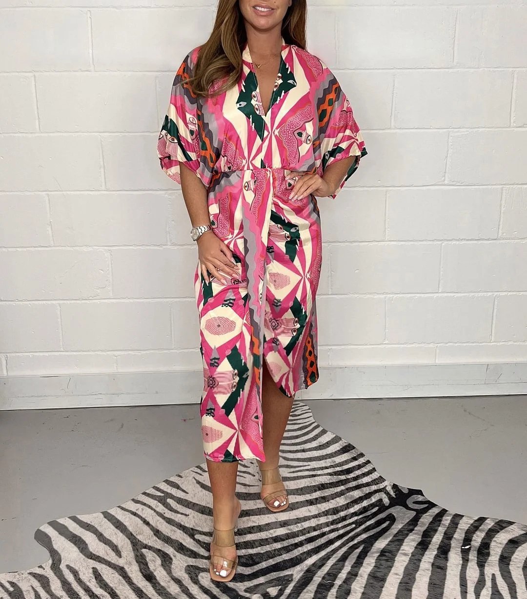 Kimono Wrap Dress (Geometry)