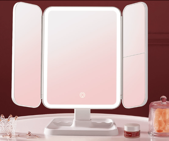 Trifold LED Makeup Mirror
