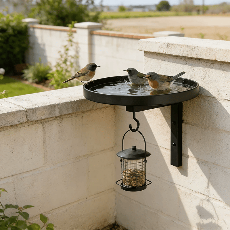 Wall-Mounted Metal Bird Bath – Antique Bronze Finish 🐦