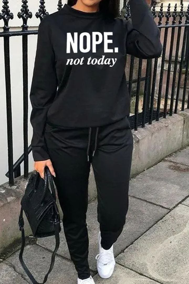 [Buy 2 Free Shipping]Letter Graphic Drawstring Waist Sweatshirt & Pants Set