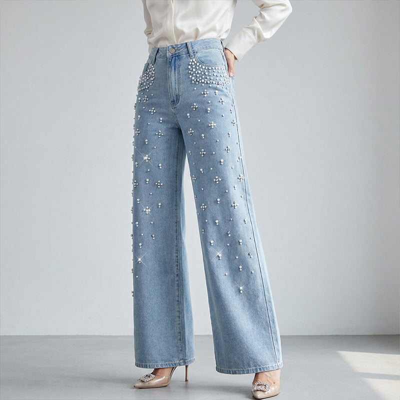 🔥Limited-time offer-Elegant Embellished Denim Pants for Women