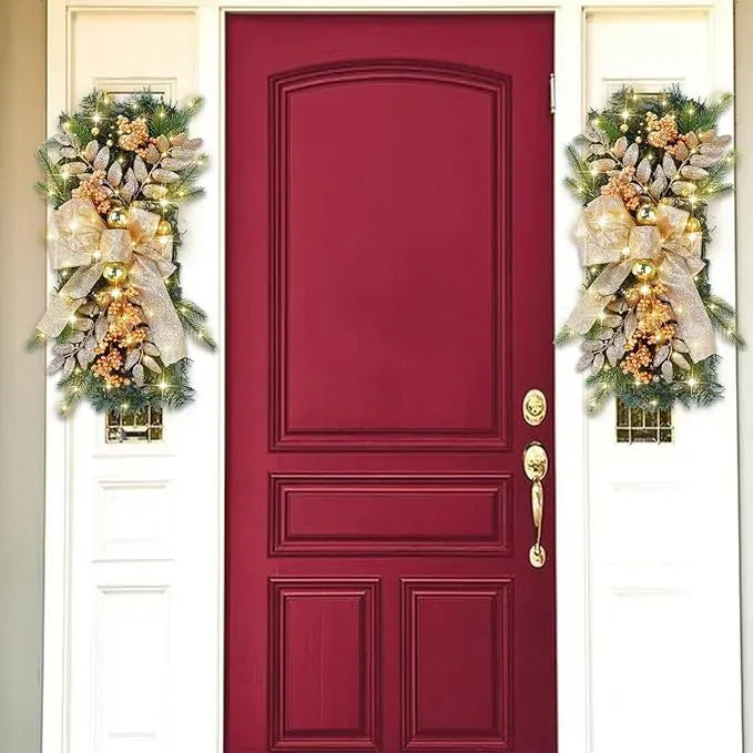 [🎅Final 3-hour Preferential Deal 🎅]🌲Christmas Cordless Stairway Swag Teardrop Trim Wreath