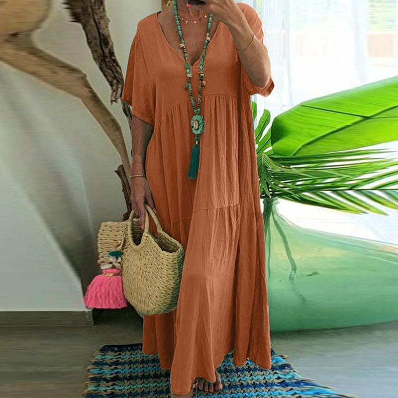 📢📢⏰Women’s Casual Long Dress with Short Sleeves