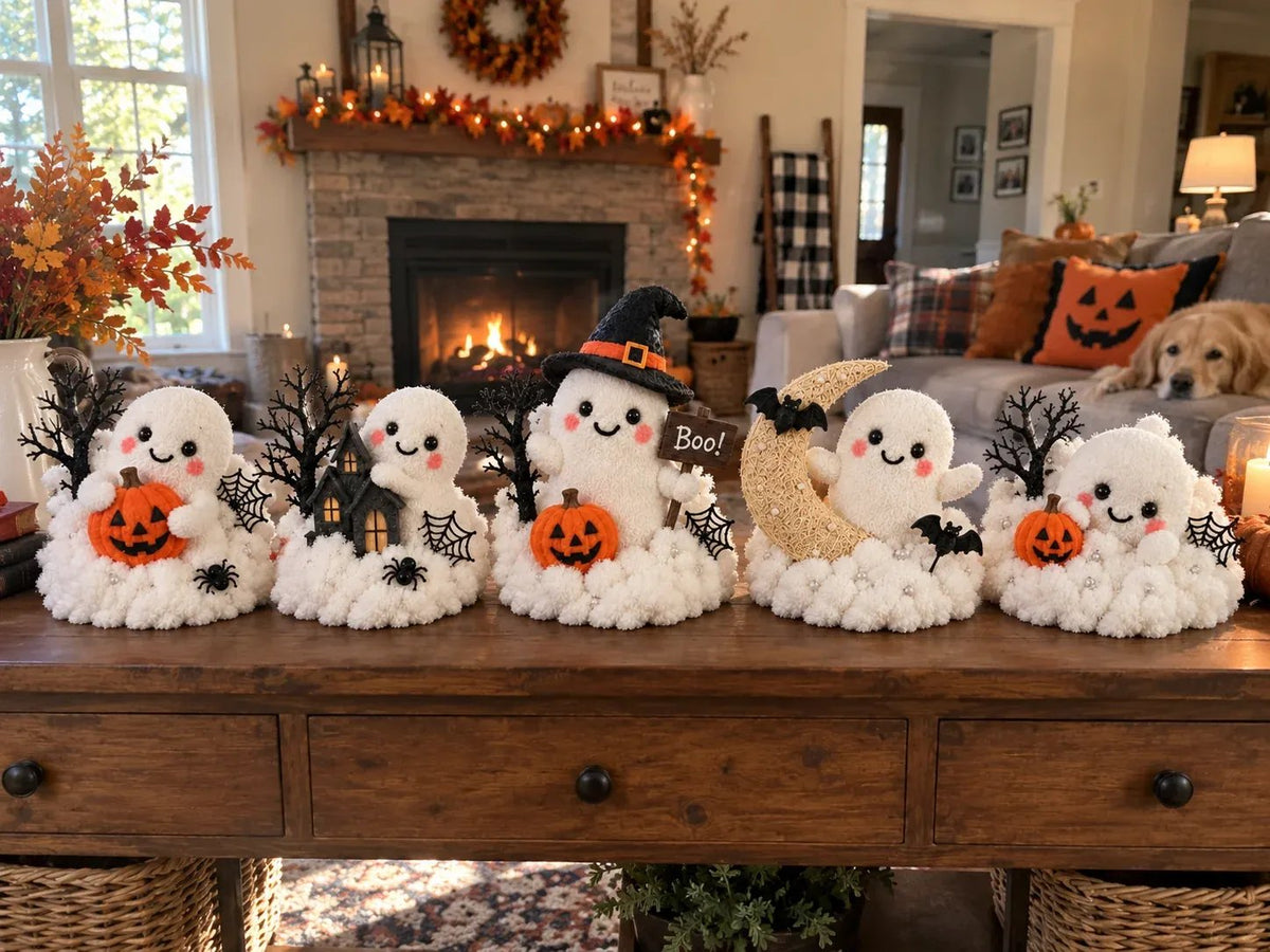 🔥HOT SALE🔥👻 Glowing Ghost Staircase Decor | 5 Playful Halloween Characters For Railings, Mantels & Entryways 🎃