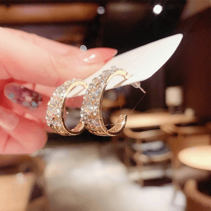 Hot sale 💥  silver  Fancy diamond geometric earrings