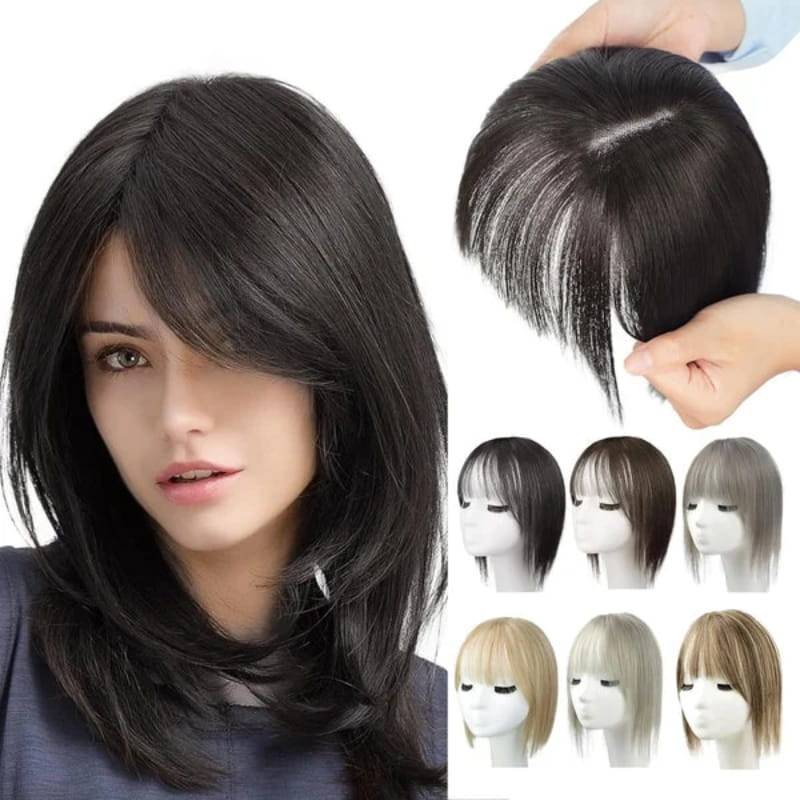Natural Hair Toppers with Bangs for Women(100% Natural Real Hair)