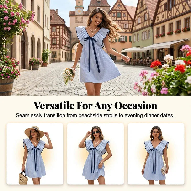 💥Women's V Neck Babydoll Mini Dress