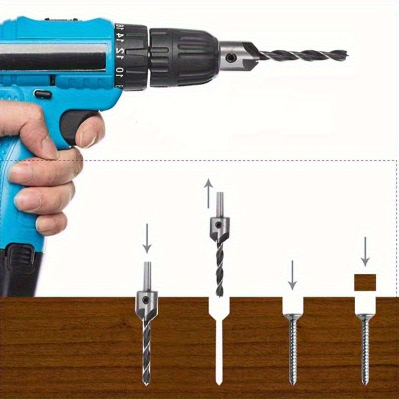 18pcs Drill Bit Collection/Pagoda Drill/Center Punch/Three-Point Woodworking Drill/Five-Blade Chamfering Tool/Wood Plug Drill