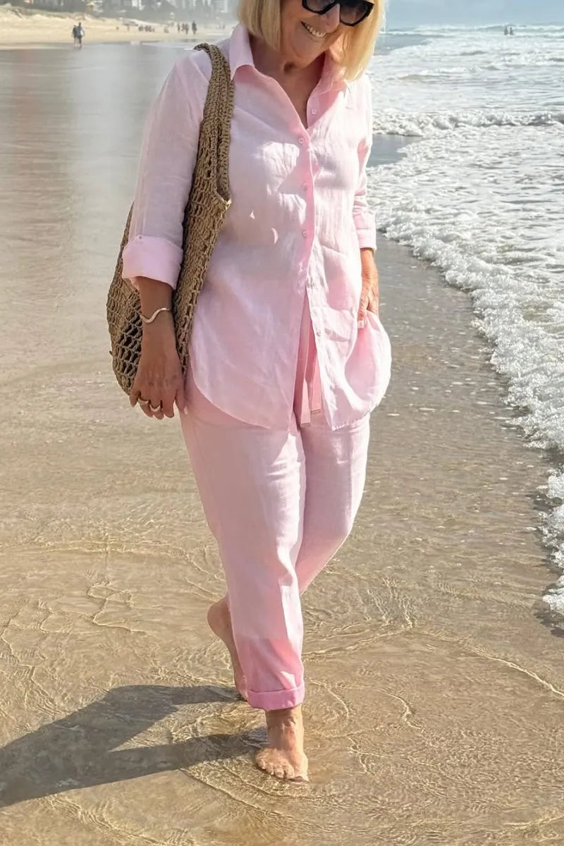 Martina - Linen-Cotton Shirt and Pants Set