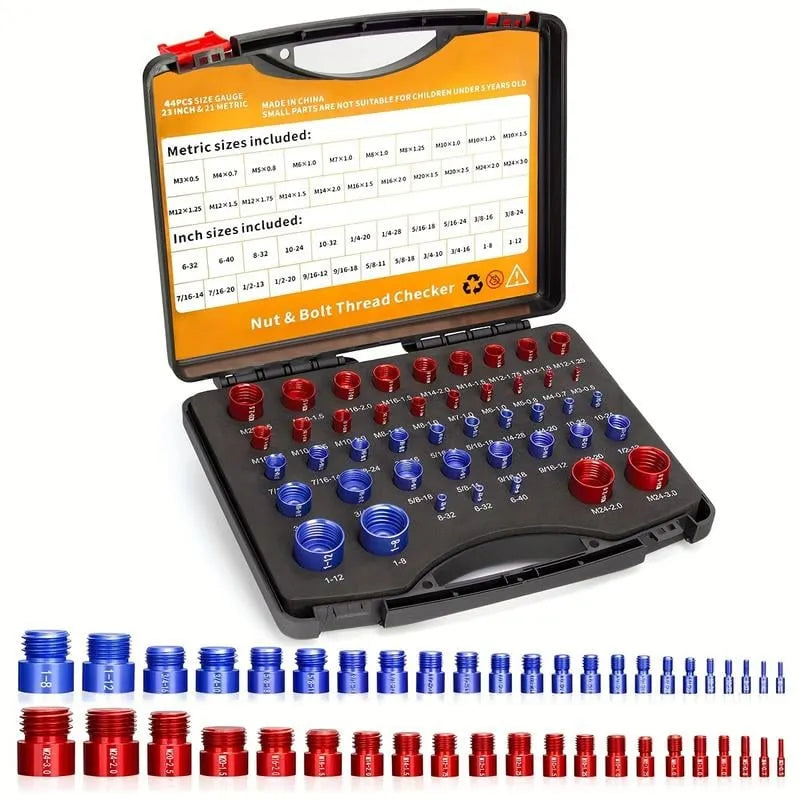 🔥44Pcs Alloy Nut and Bolt Thread Inspector Charge🔩