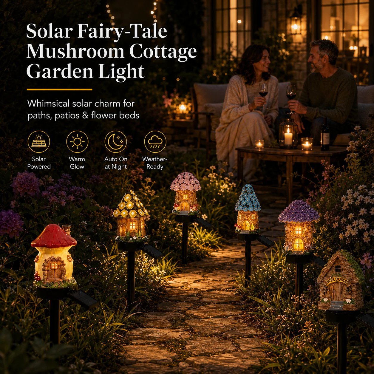 🎁2026 New Arrivals 🌙🏡Solar Fairy-Tale Mushroom Cottage Garden Light