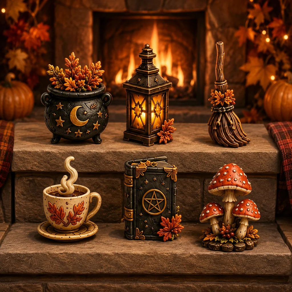 24 Cozy Witchy Miniatures, Black Cat Collectibles & Magical Fall Cottage Surprises, Acrylic Charms Blind Box
