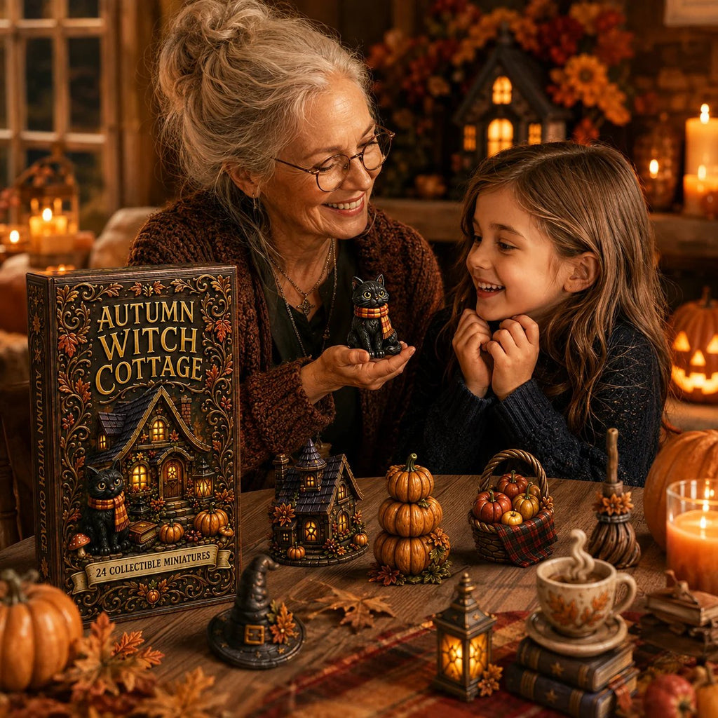 24 Cozy Witchy Miniatures, Black Cat Collectibles & Magical Fall Cottage Surprises, Acrylic Charms Blind Box