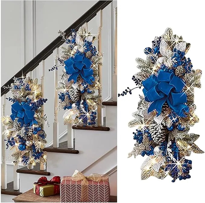[🎅Final 3-hour Preferential Deal 🎅]🌲Christmas Cordless Stairway Swag Teardrop Trim Wreath