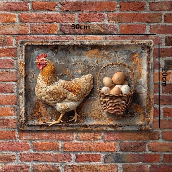 🔥Vintage Chicken & Fresh Eggs Metal Sign