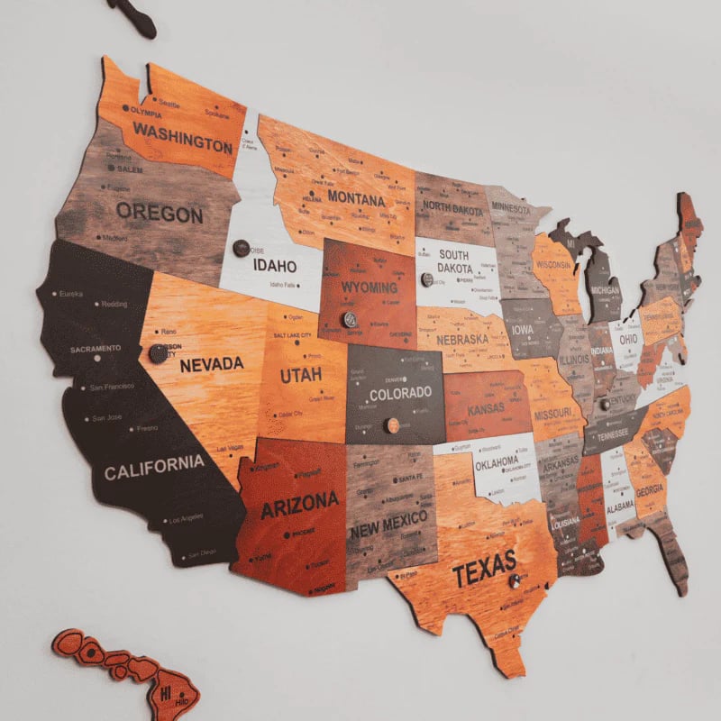 The United States Wooden Map Puzzle Full Packed