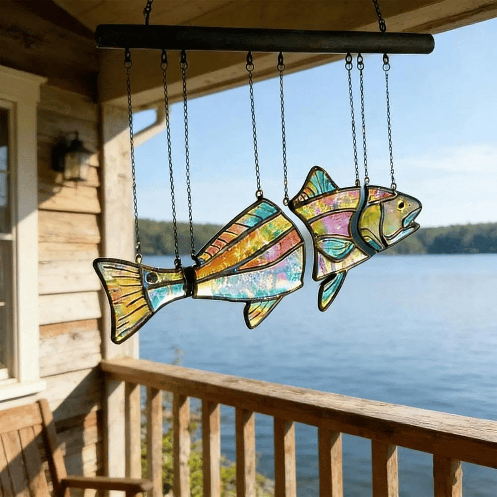 Handcrafted Stained Glass Red Drum-The Illusion of Swimming