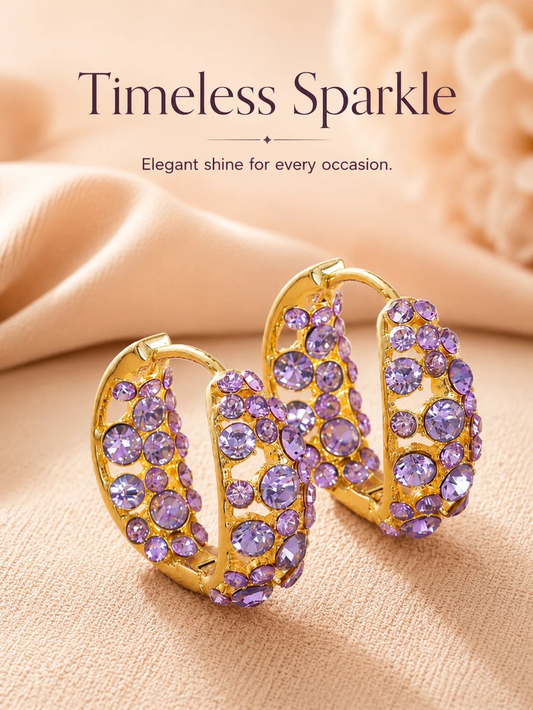 🔥HOT SALE🔥💜 Sparkling Light Purple Zircon Huggie Hoop Earrings