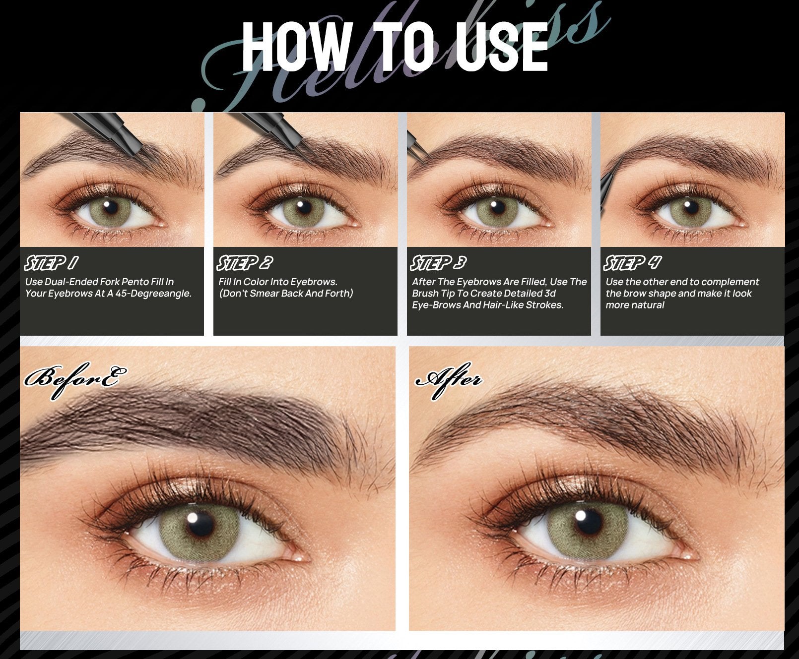 2-in-1 Double-ended Eye Brow Pencils